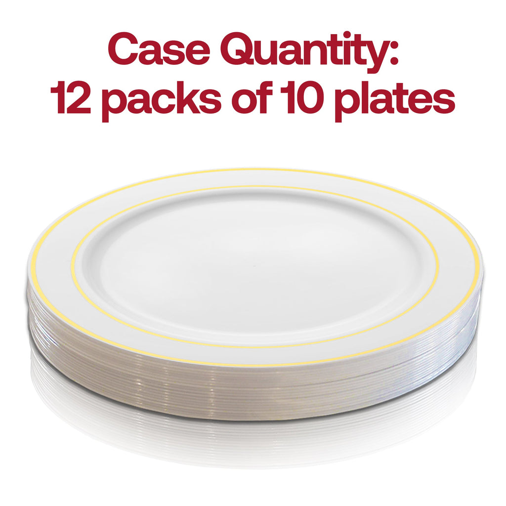 White with Gold Edge Rim Plastic Pastry Plates (6")