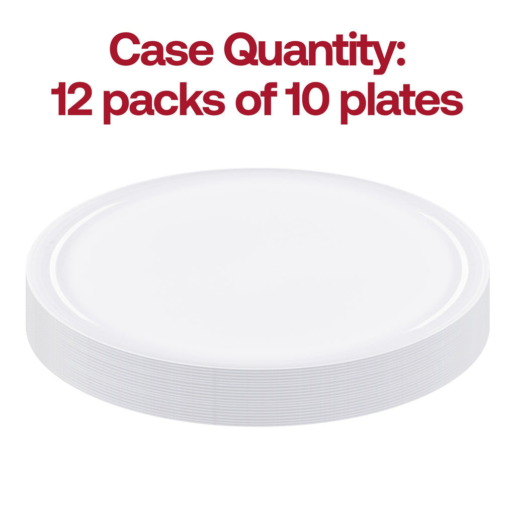 White Flat Round Disposable Plastic Dinner Plates (10")
