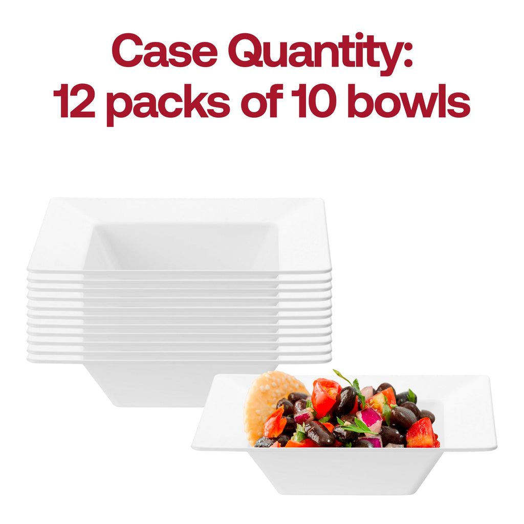 White Square Plastic Soup Bowls (12 oz.)