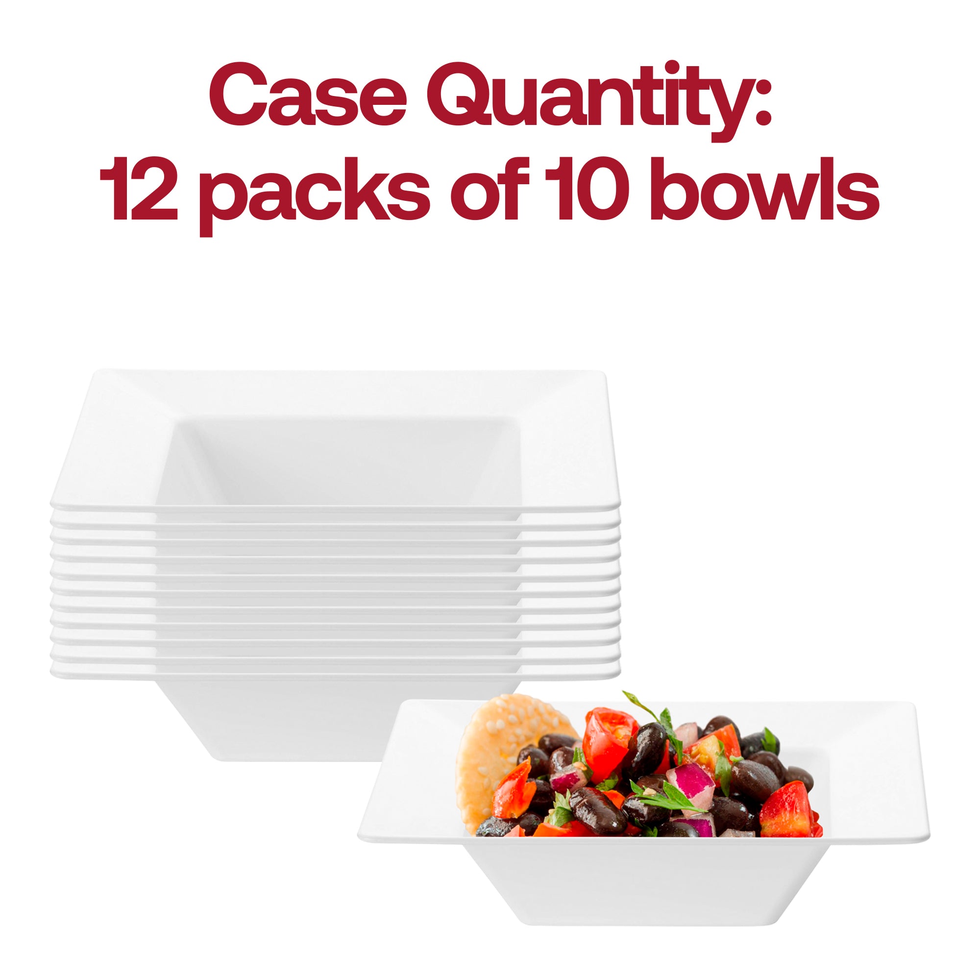 White Square Plastic Soup Bowls (12 oz.)