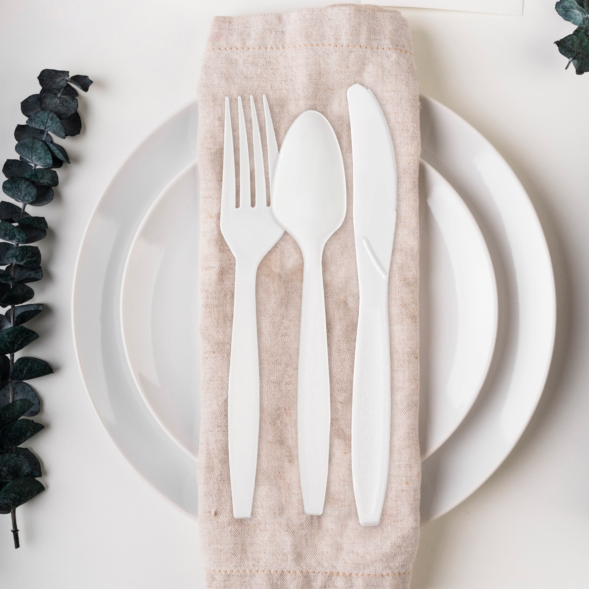 White Plastic Disposable Knives