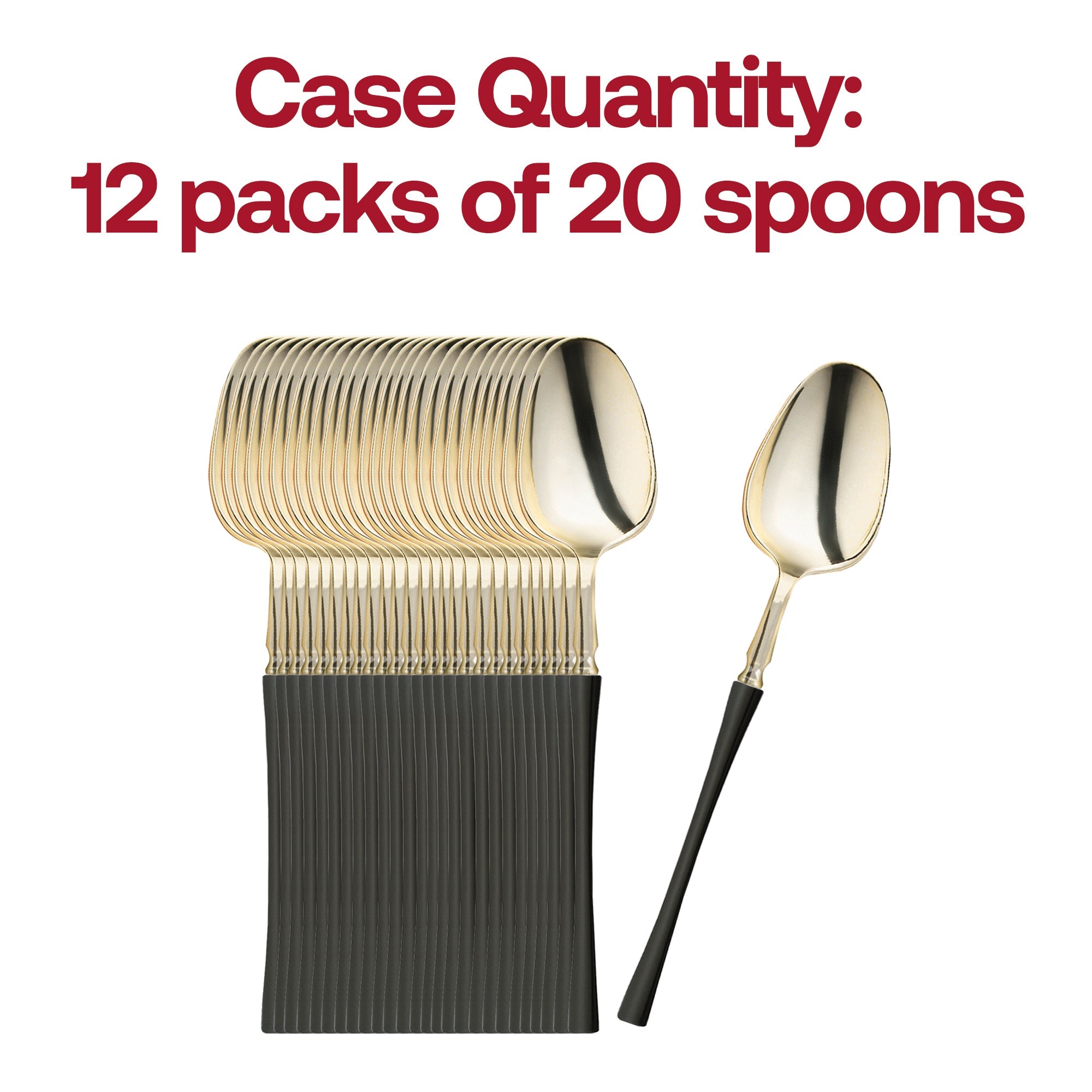 Gold with Black Handle Moderno Disposable Plastic Dinner Spoons