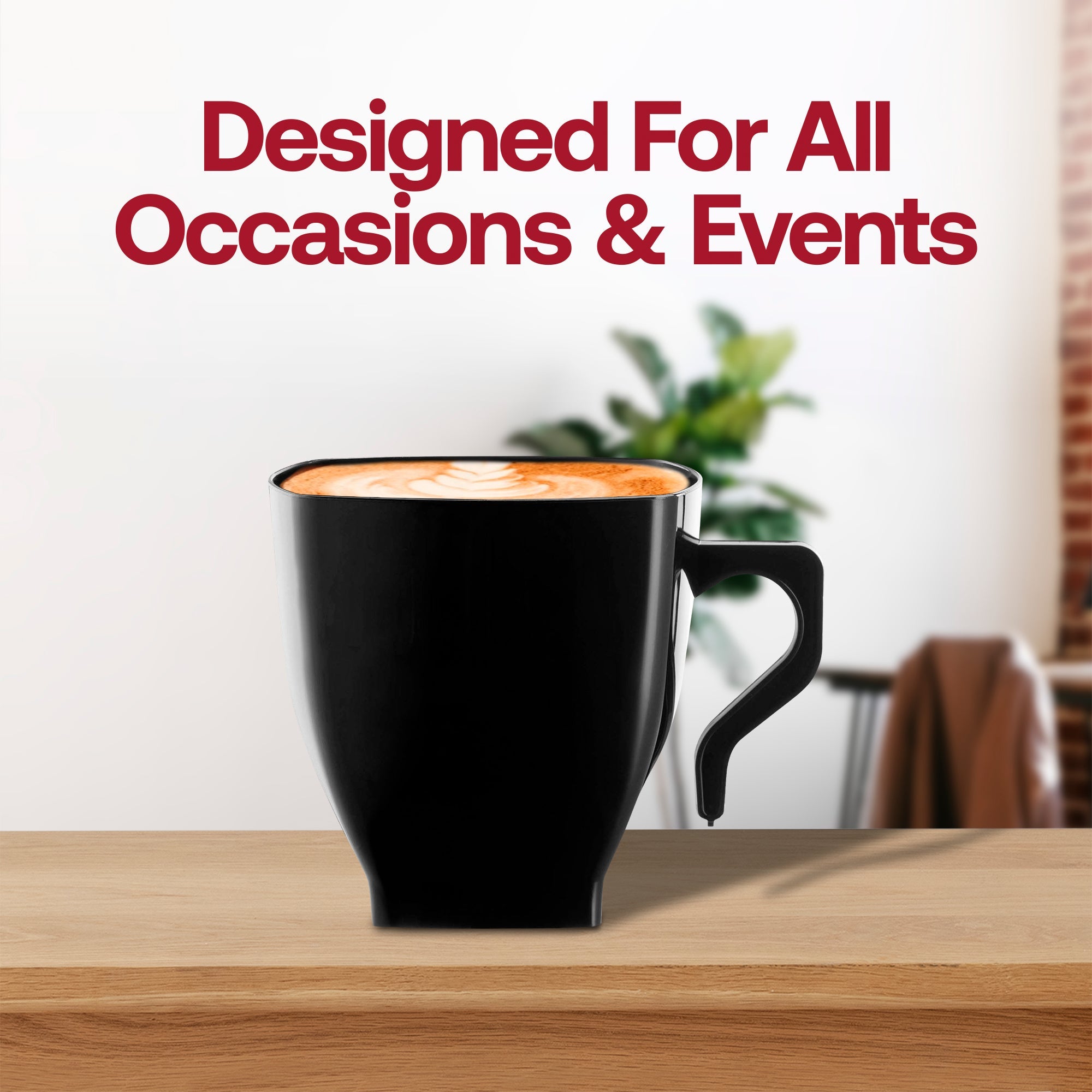 Black Square Plastic Mini Coffee Tea Cups (2 oz. )
