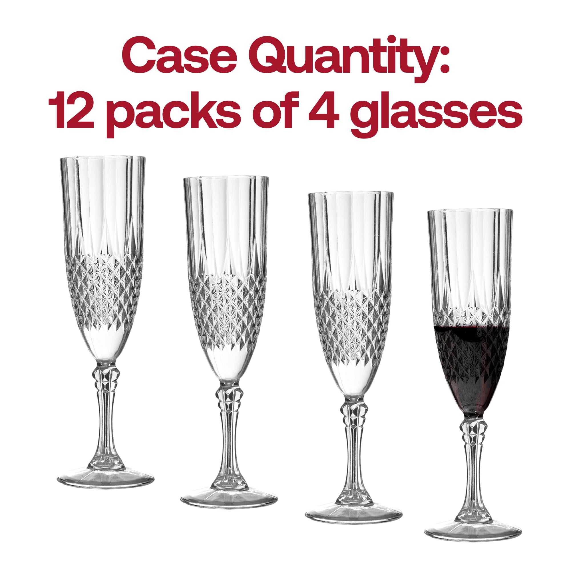 8oz. Crystal Cut Plastic Champagne Glasses - Disposable Wedding Flutes