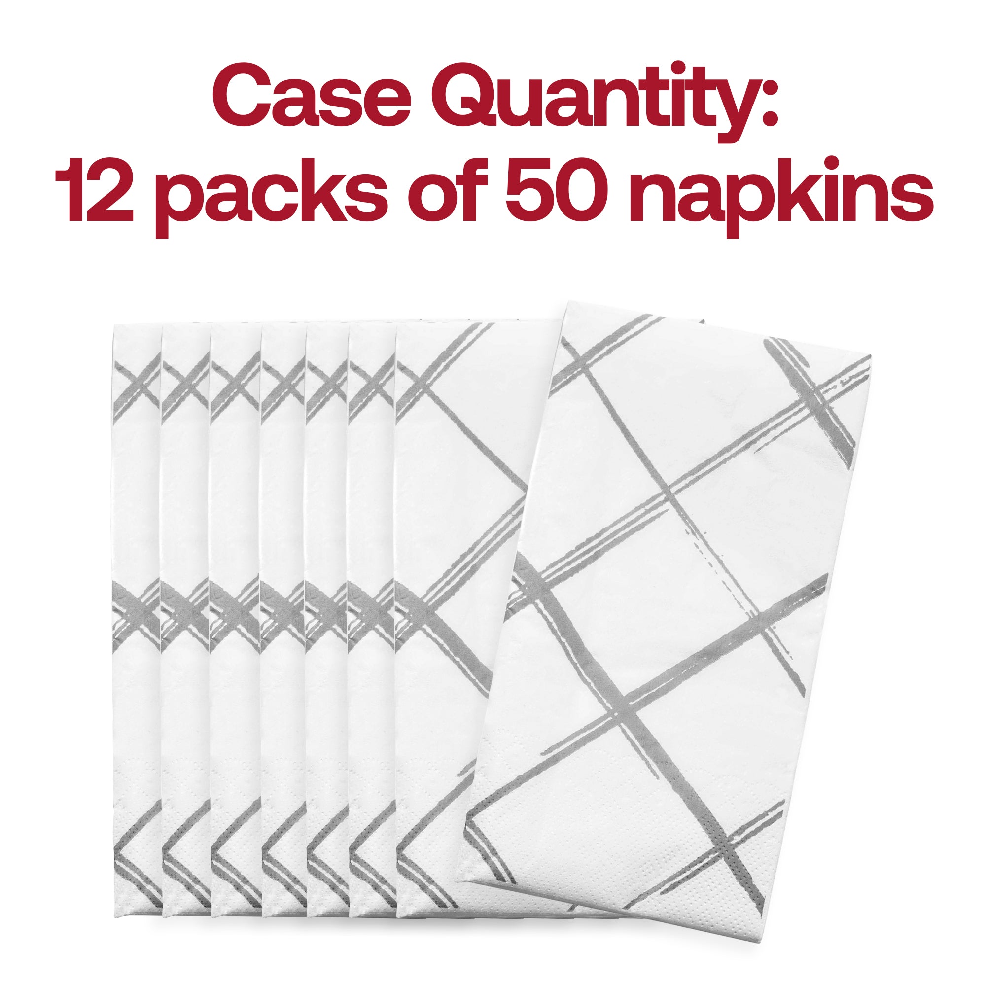 White with Silver Diamond Paper Dinner Napkins