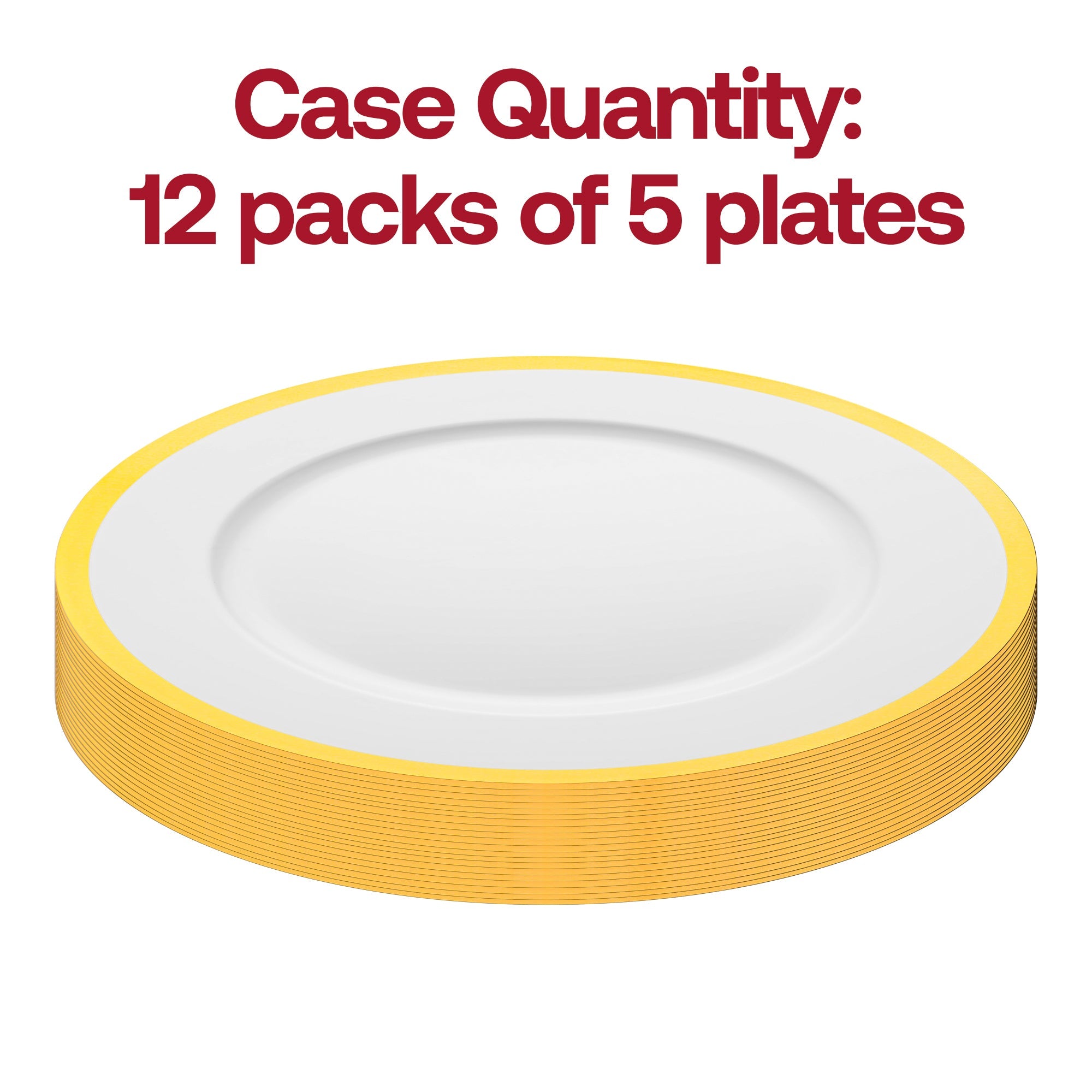 White with Gold Rim Round Disposable Plastic Charger Plates (13")