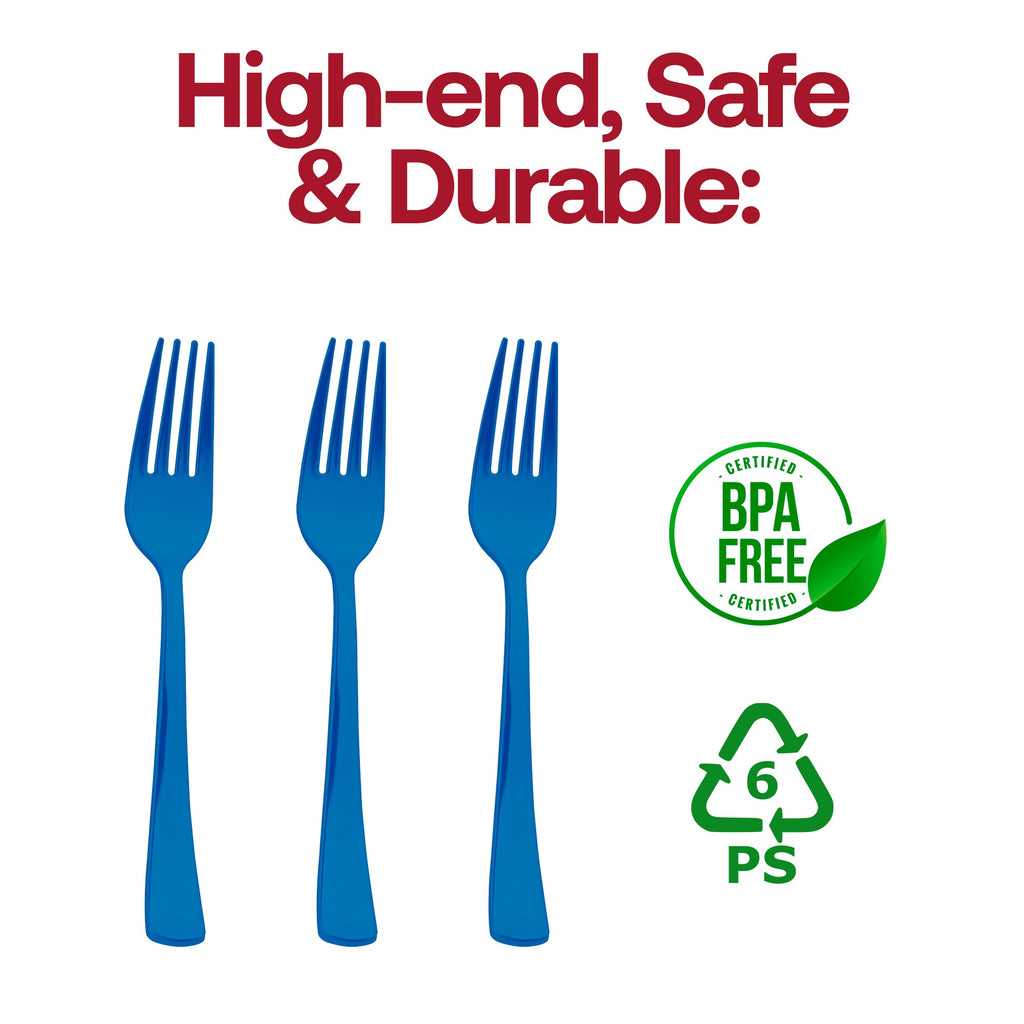 Blue Disposable Plastic Party Forks
