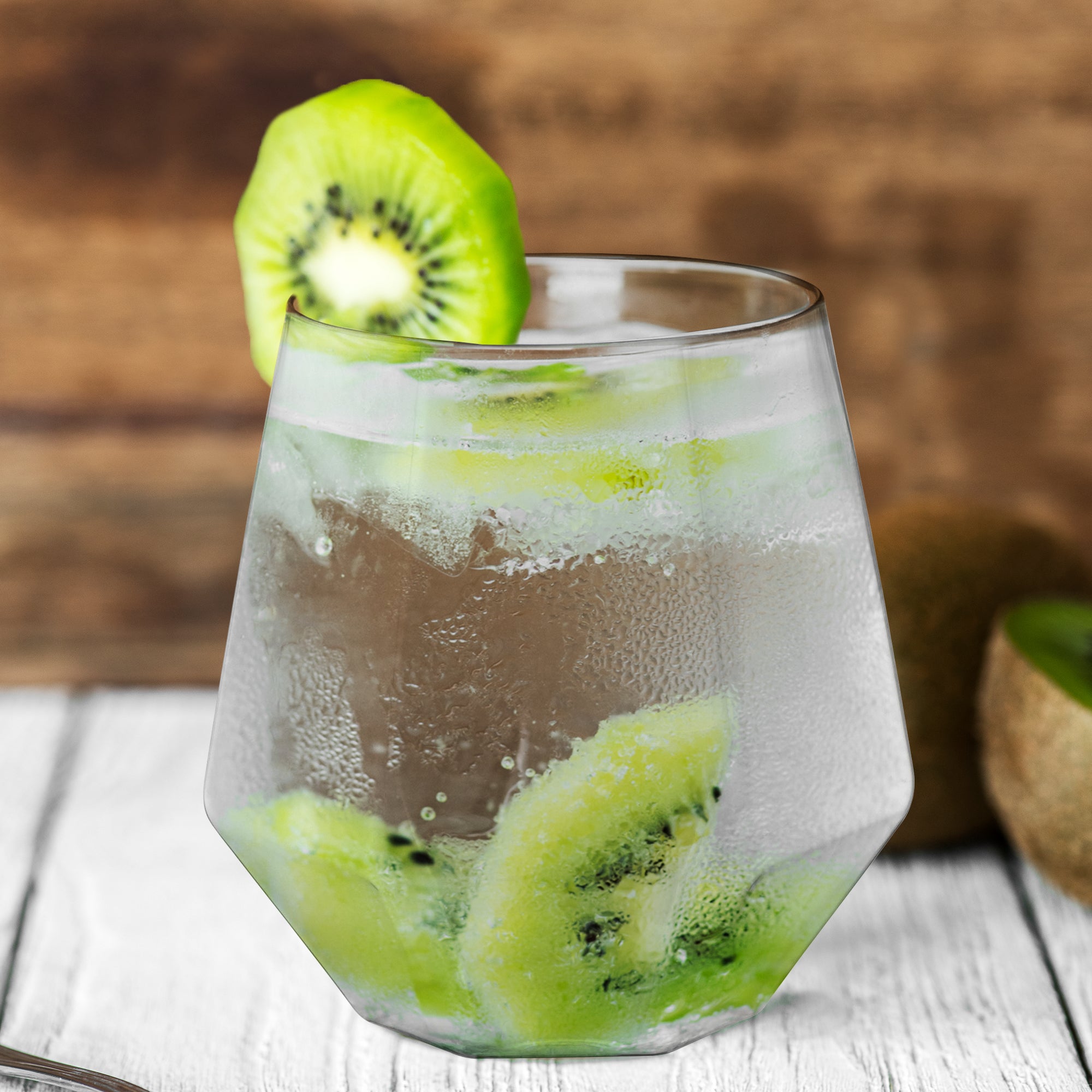 Clear Hexagonal Stemless Plastic Wine Goblets (12 oz. )