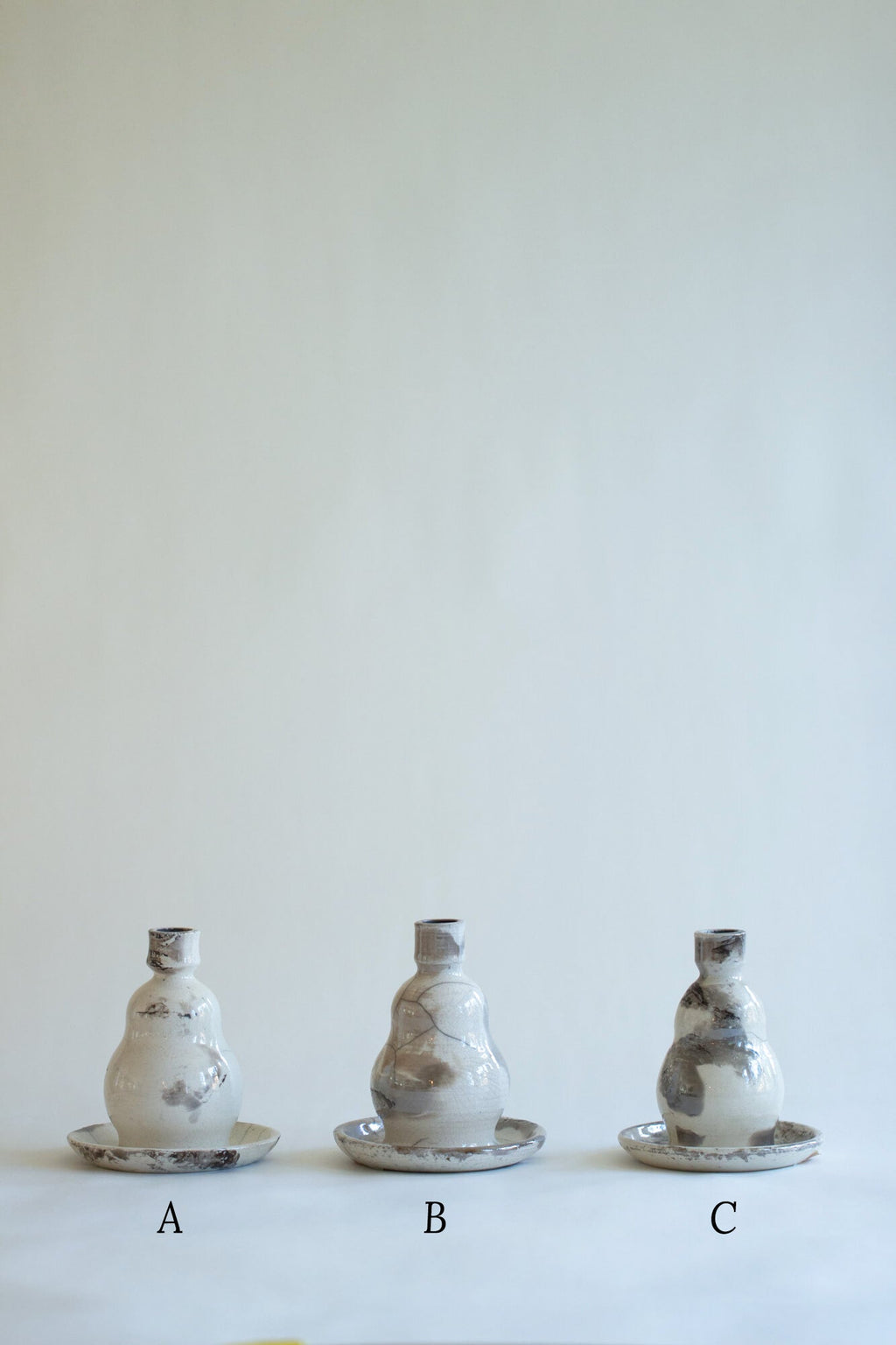 Raku Pear Candlestick Holder