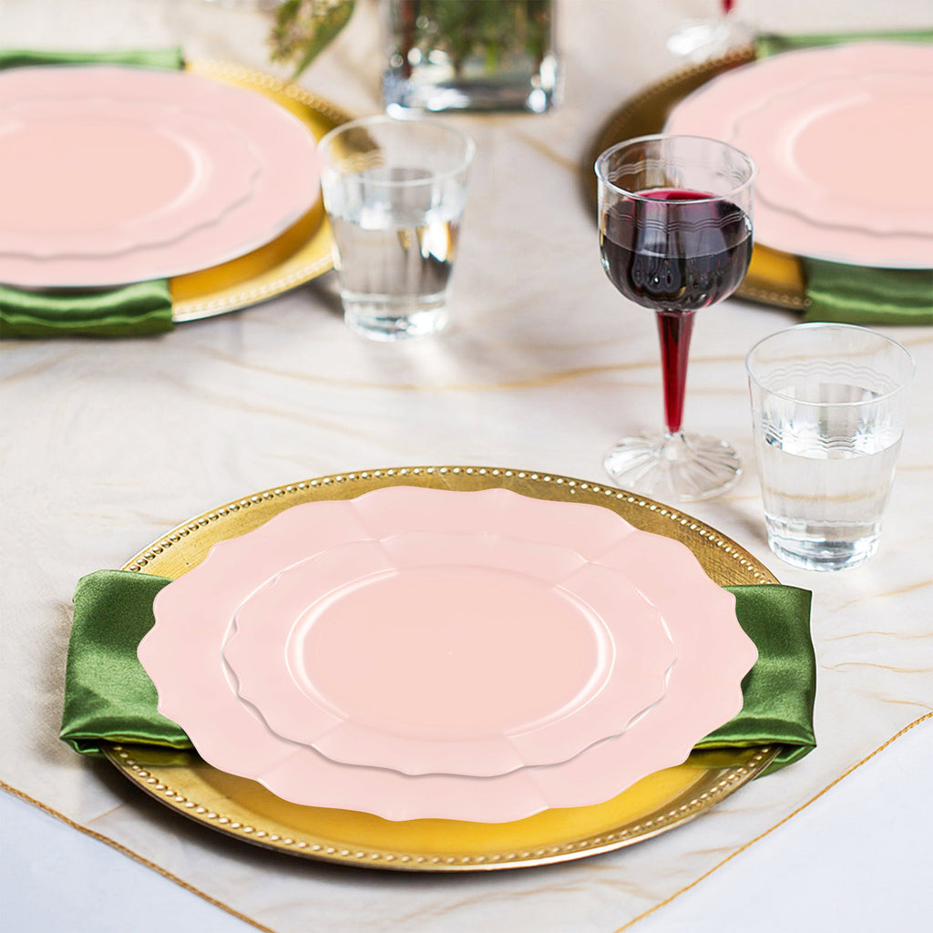 Pearl Pink Round Lotus Plastic Wedding Value Set