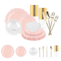 Pearl Pink Round Lotus Plastic Tableware Set