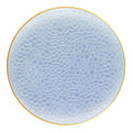 Clear Blue with Gold Rim Hammered Glass Disposable Plastic Dinner Plates (10.25")