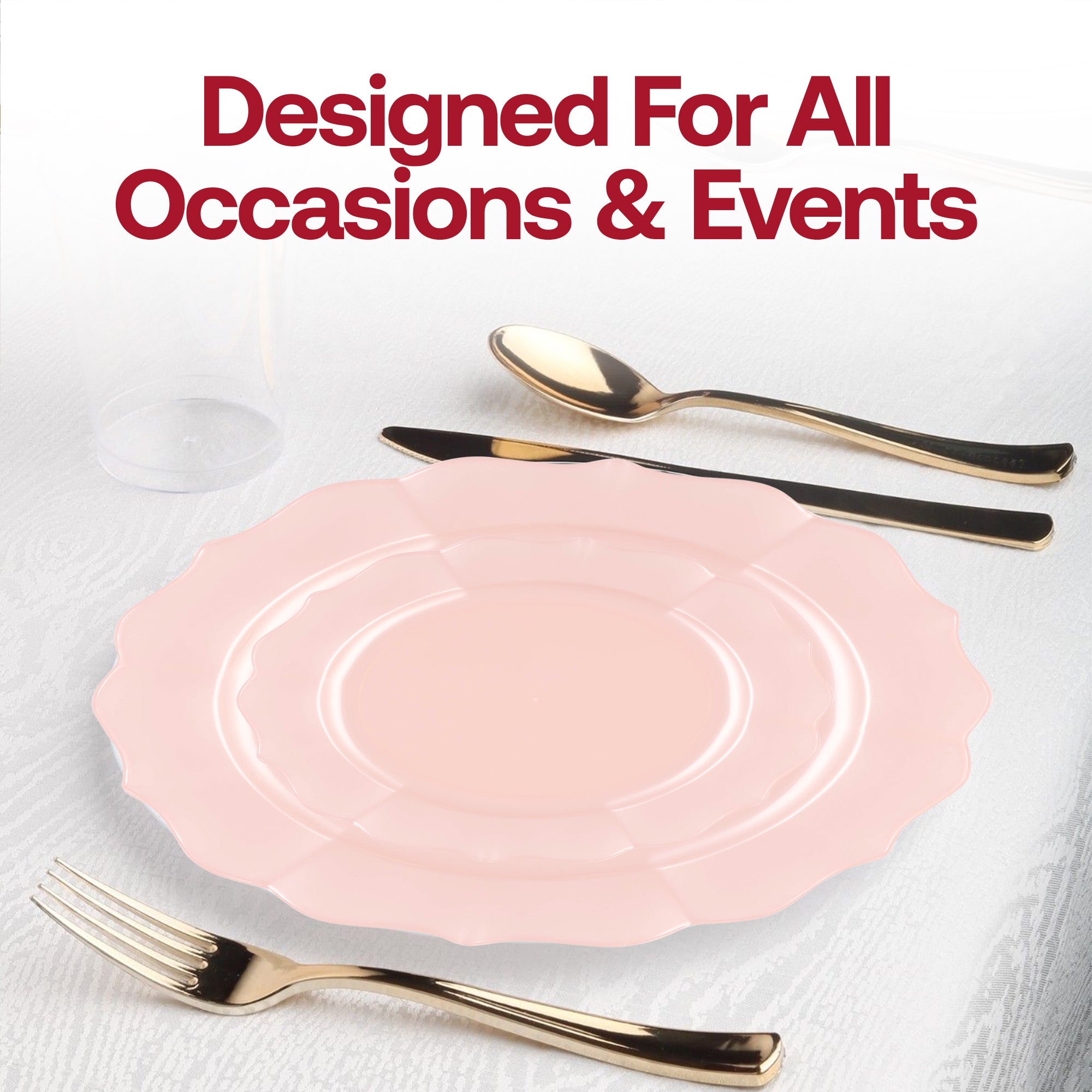 Pearl Pink Round Lotus Plastic Dinner Plates (10.25")