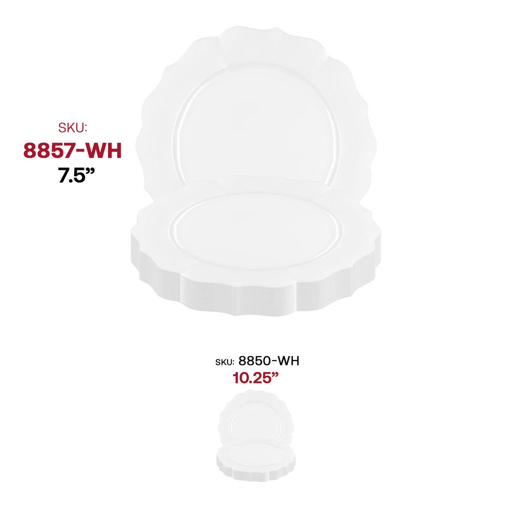Pearl White Round Lotus Plastic Appetizer/Salad Plates (7.5")