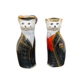 Royal Crown Derby Royal Cats : Pearly King & Queen Paperweights