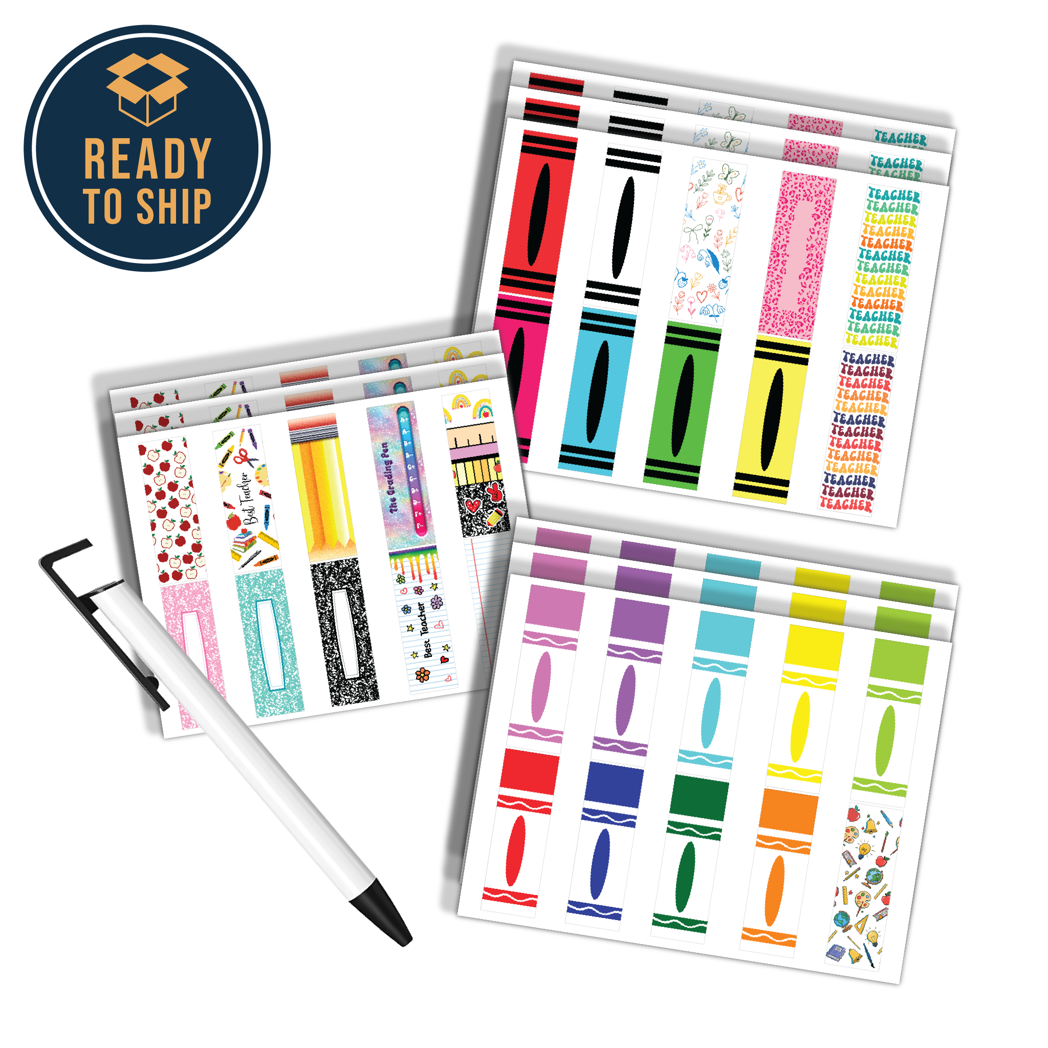 Assorted Ready to Press Sublimation - School Pen Wraps (9 Pack)