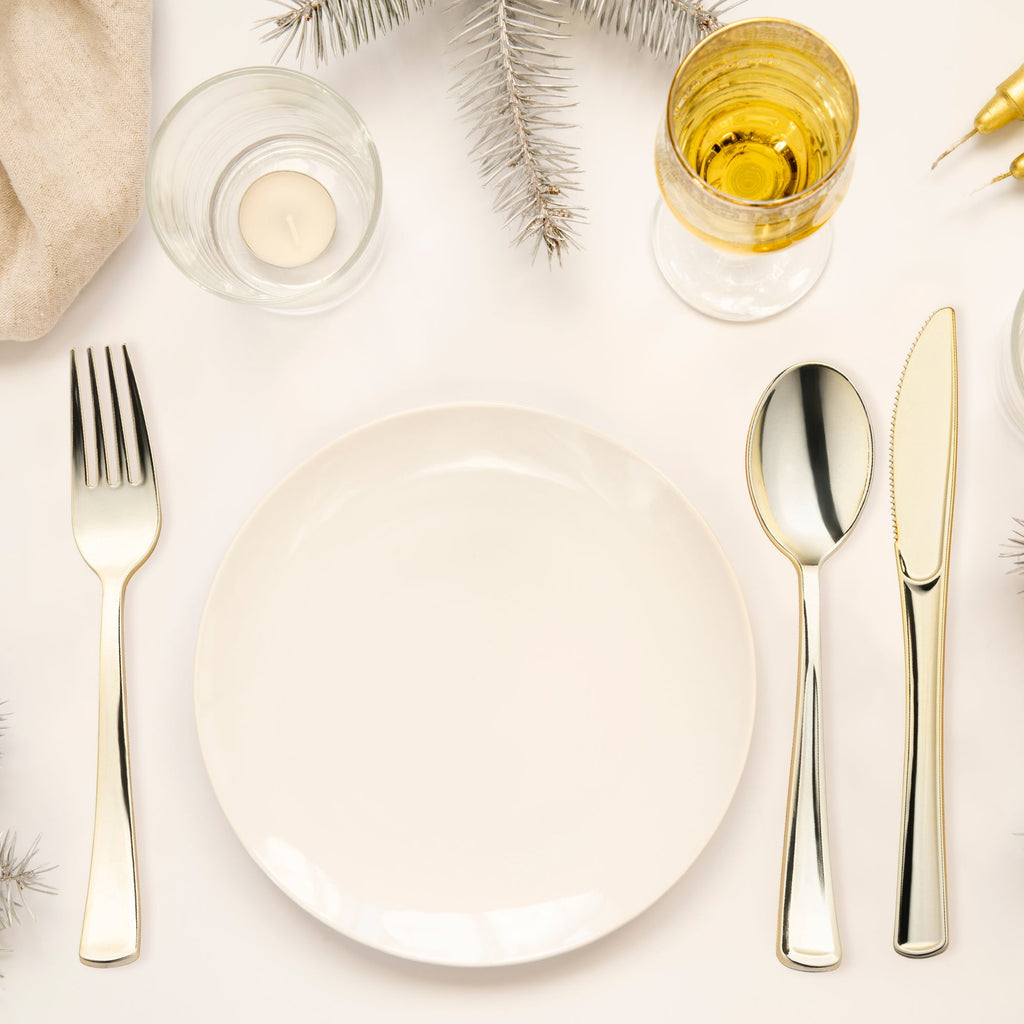 Gold Classic Cutlery Plastic Silverware Set