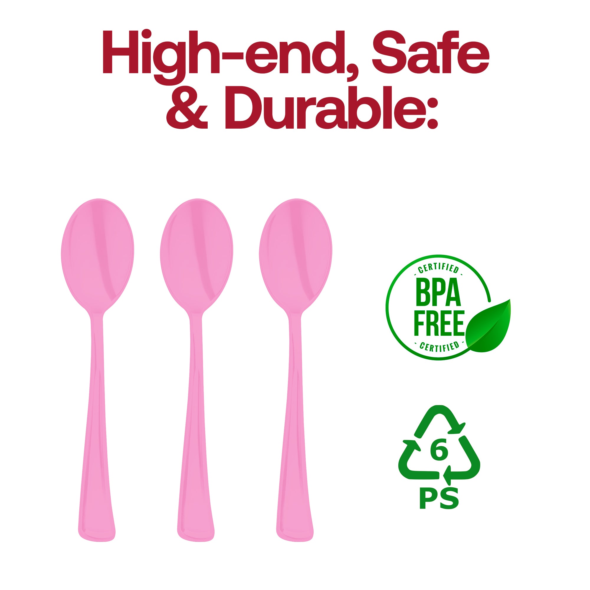 Pink Disposable Plastic Party Spoons