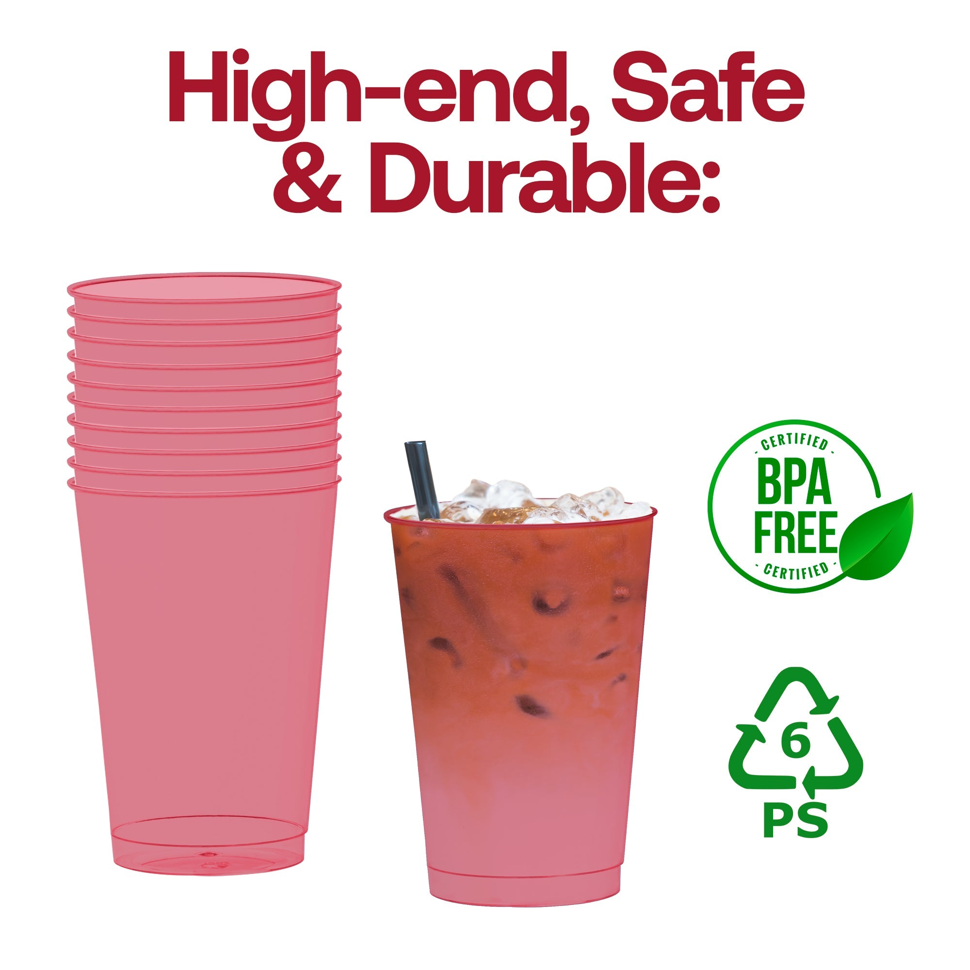 Clear Red Disposable Plastic Party Cups (12 oz. )