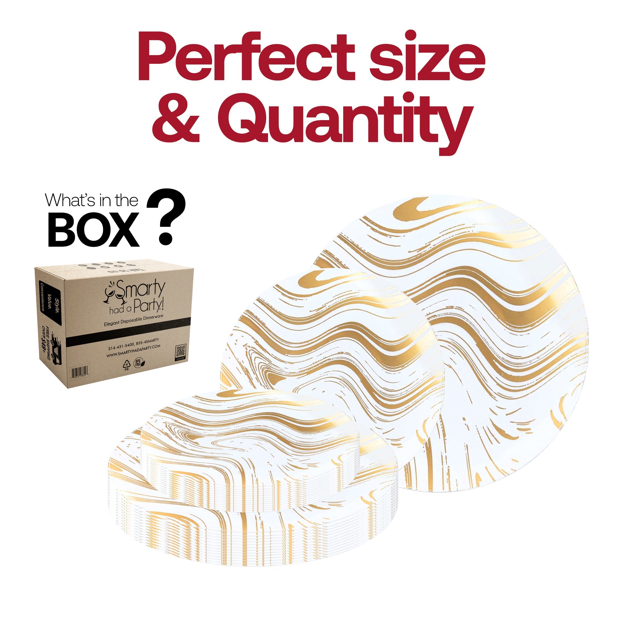 White with Gold Waves Plastic Dinnerware Value Set