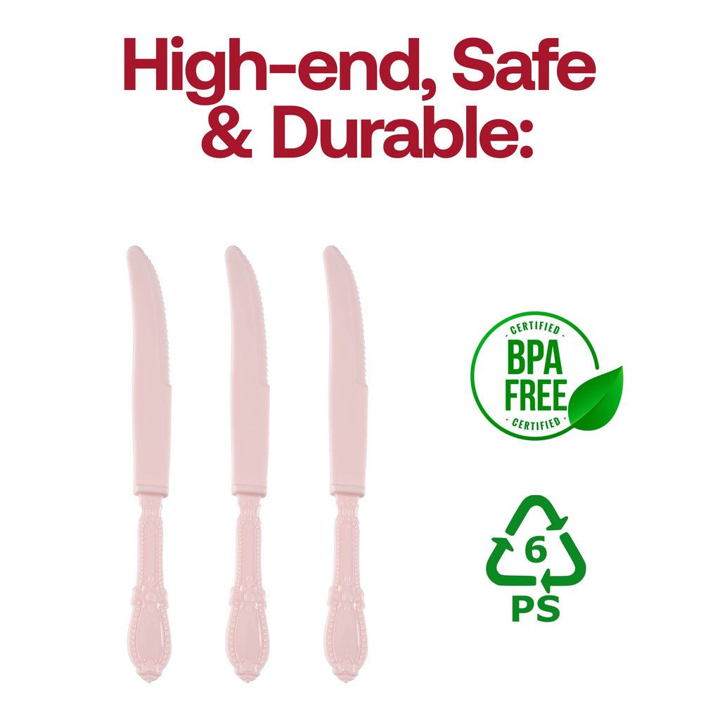 Pink Baroque Disposable Plastic Dinner Knives