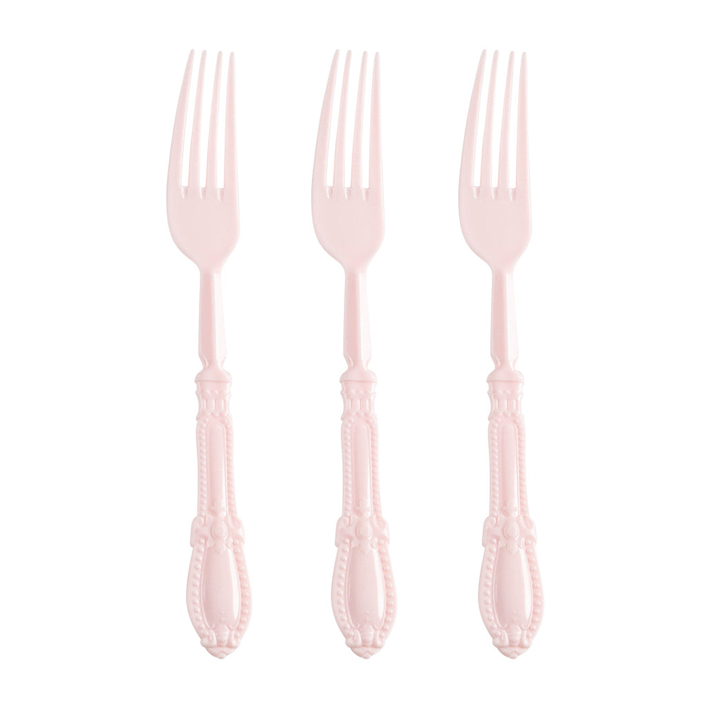 Pink Baroque Disposable Plastic Dinner Forks