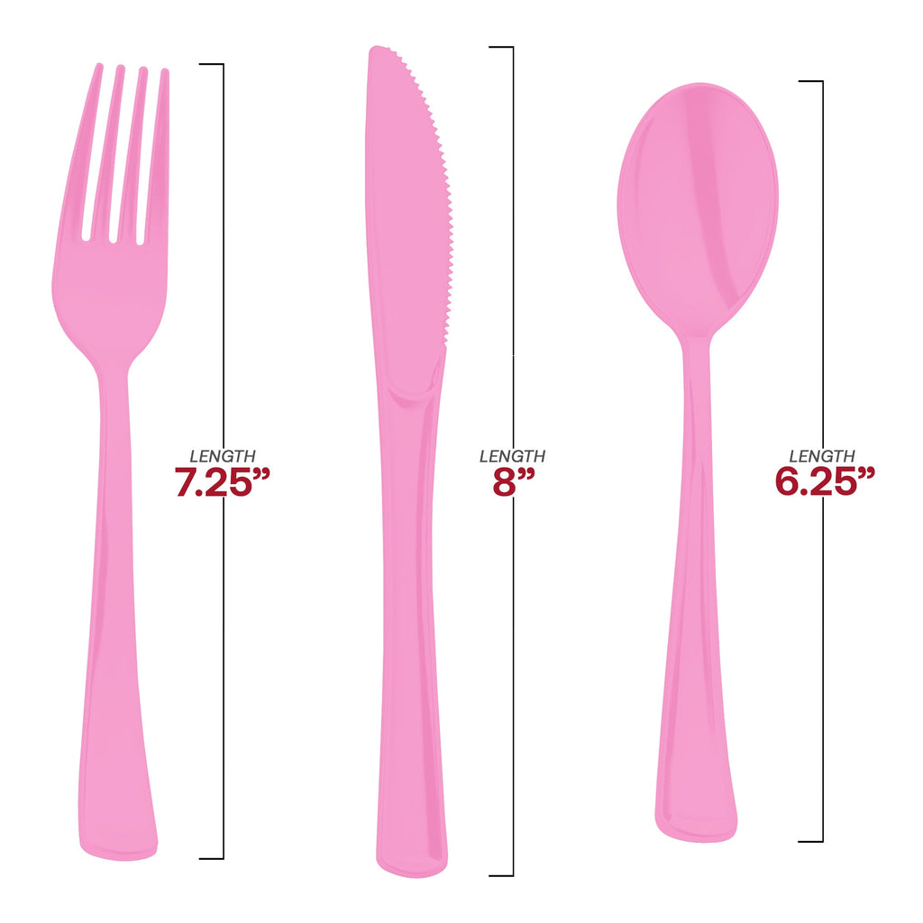 Pink Disposable Plastic Party Cutlery Set