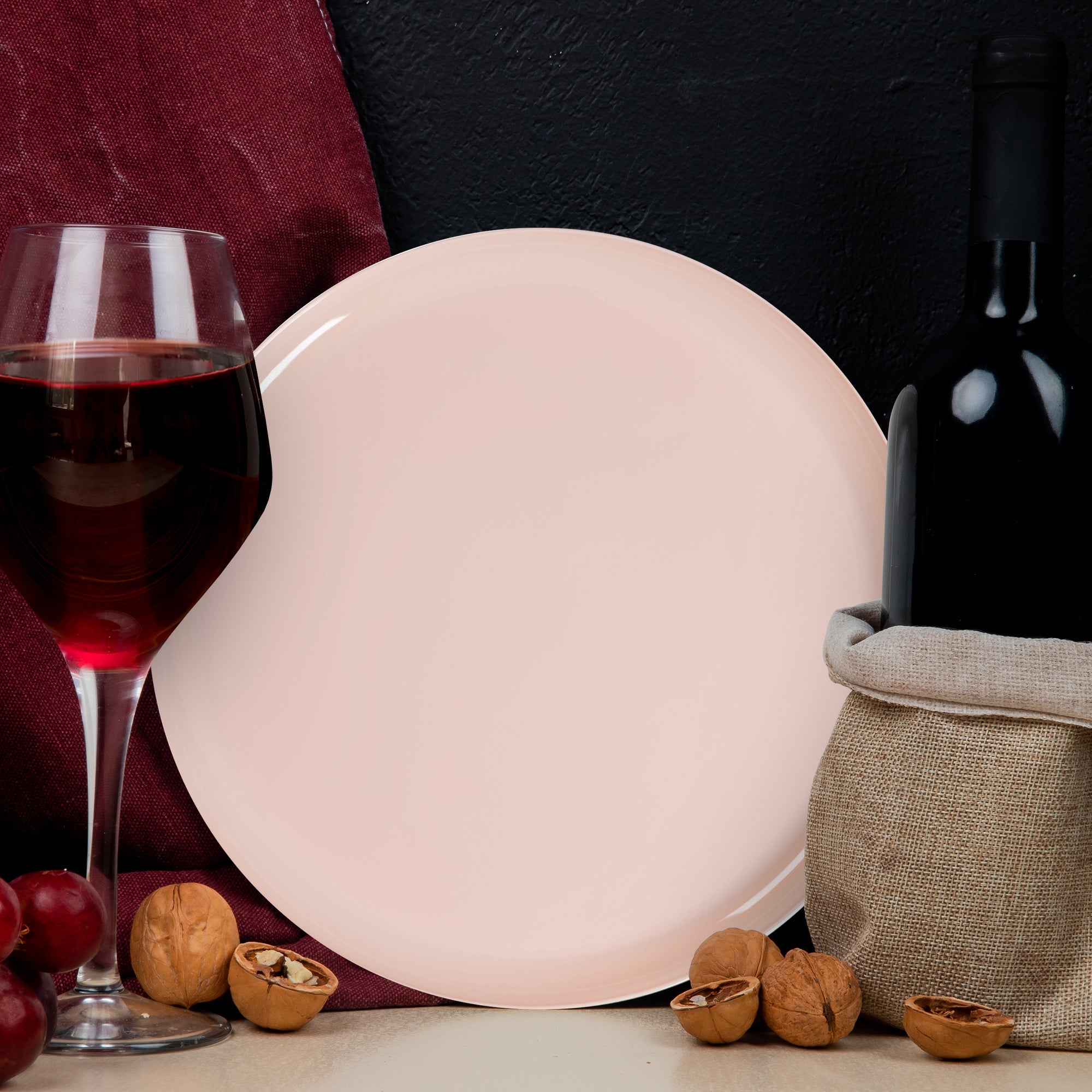 Pink Flat Round Disposable Plastic Appetizer/Salad Plates (8.5")