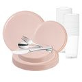 Pink Flat Round Disposable Plastic Wedding Value Set