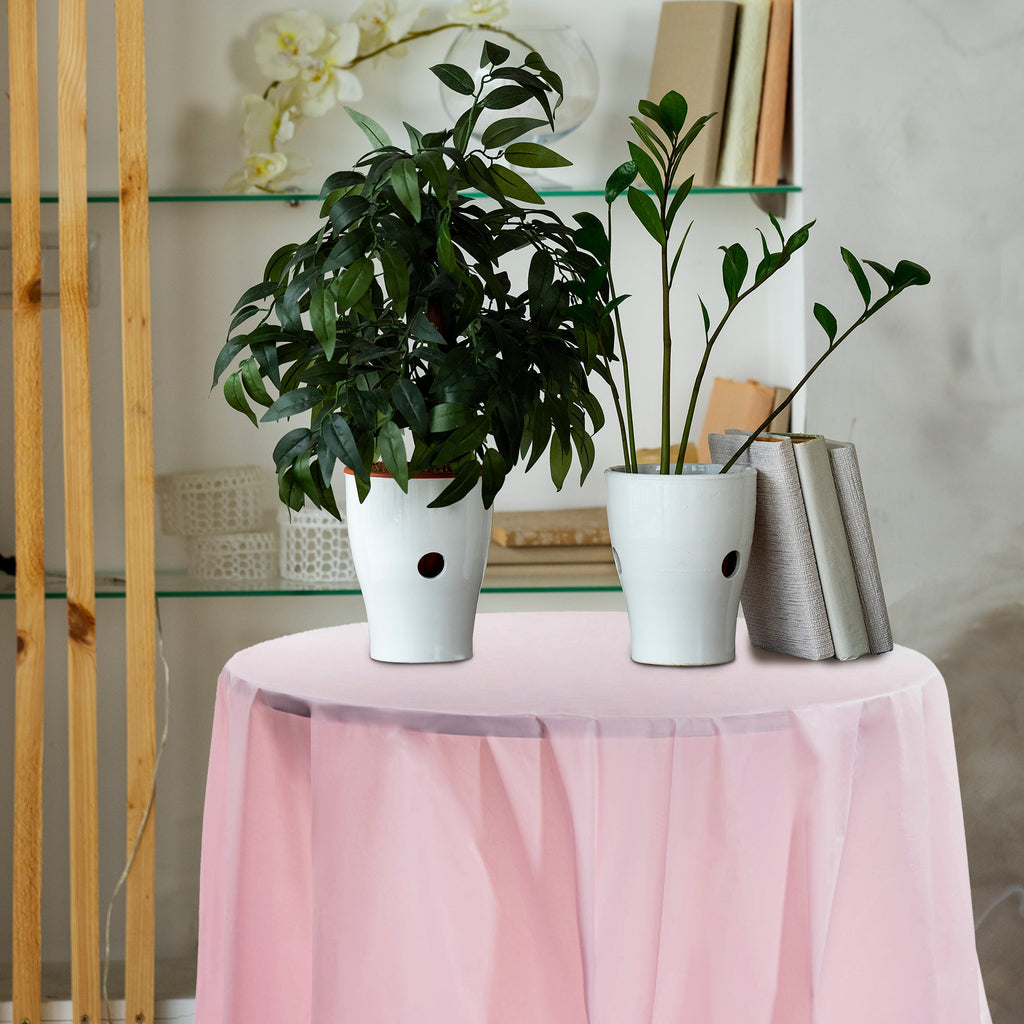 Pink Round Disposable Plastic Tablecloths (84")