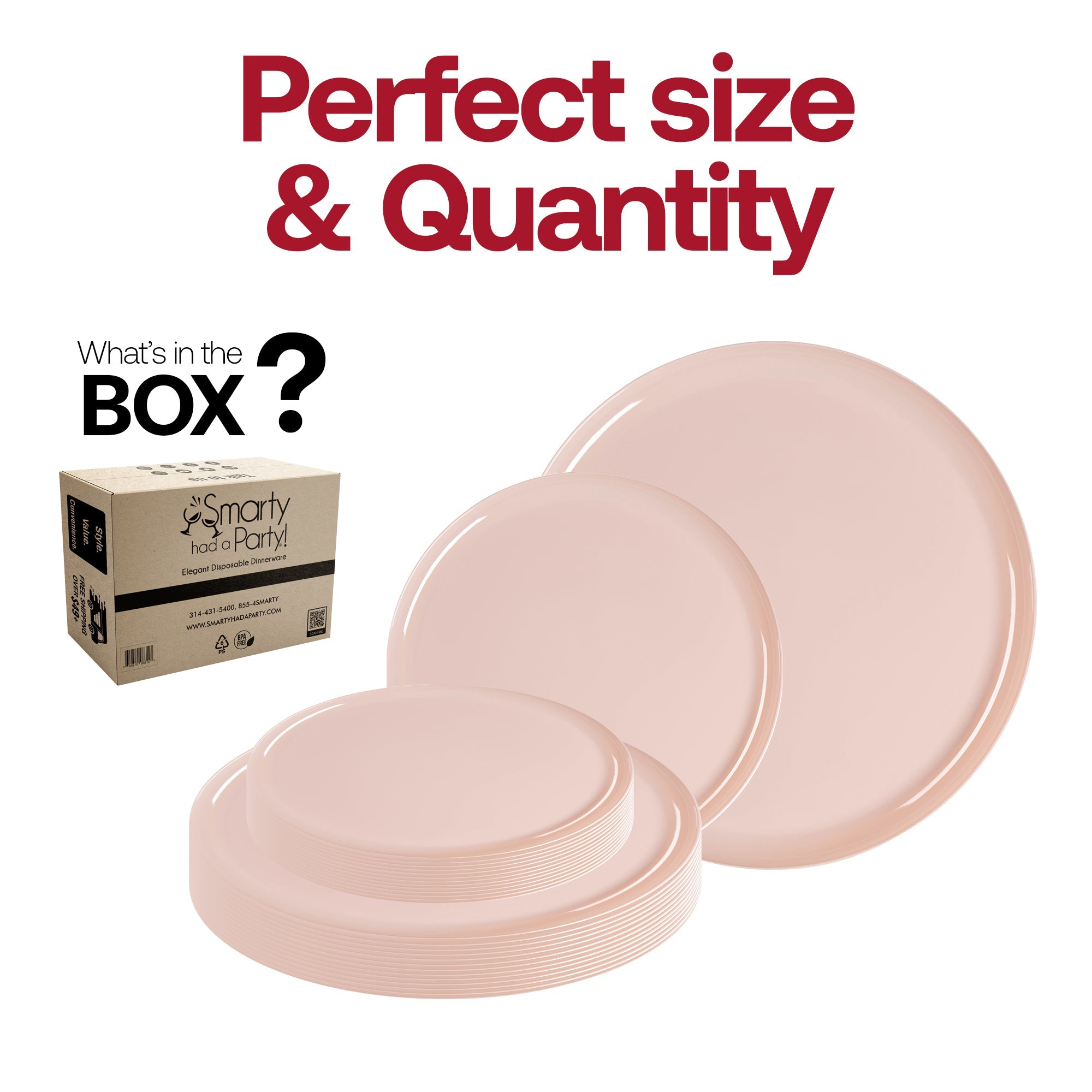 Pink Flat Round Disposable Plastic Dinnerware Value Set