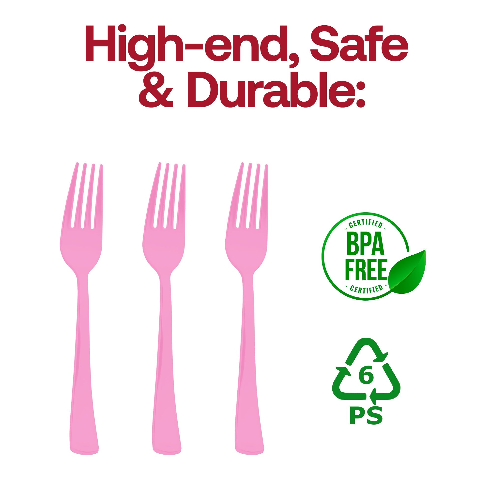 Pink Disposable Plastic Party Forks
