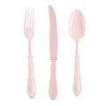 Pink Baroque Disposable Plastic Cutlery Set - 20 Spoons, 20 Forks and 20 Knives