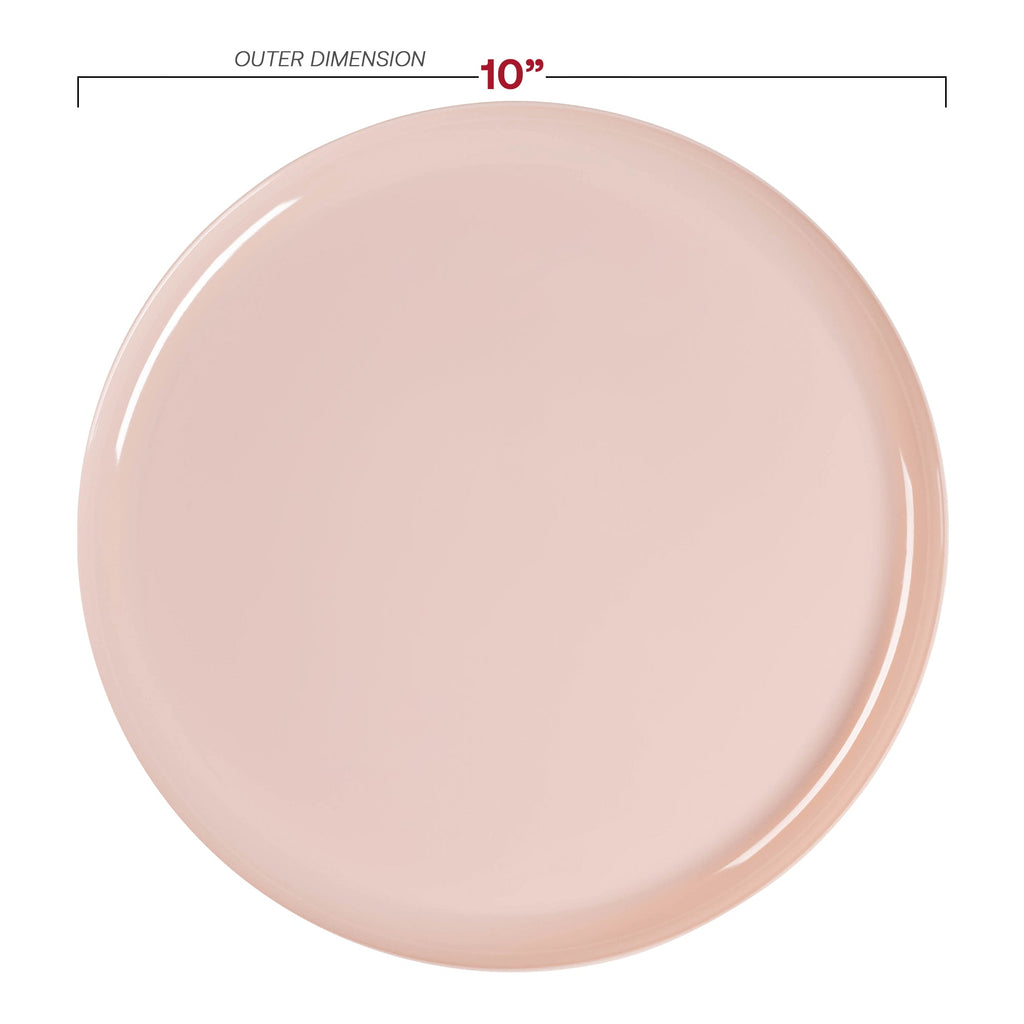 Pink Flat Round Disposable Plastic Dinnerware Value Set