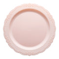 Pink Vintage Round Disposable Plastic Appetizer/Salad Plates (7.5")