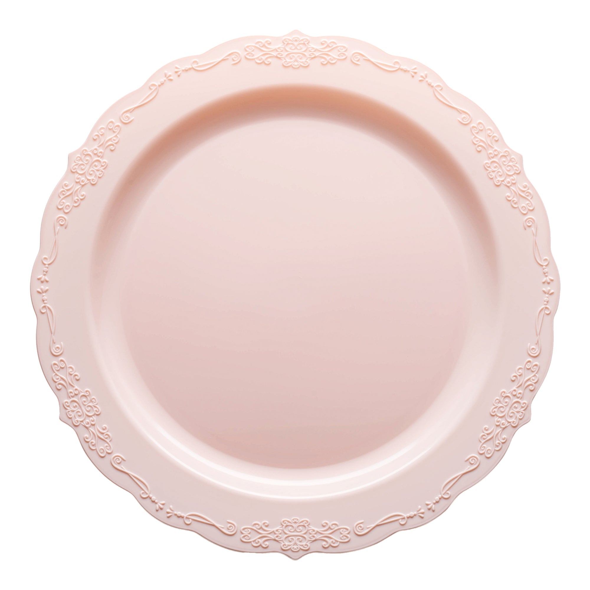 Pink Vintage Round Disposable Plastic Appetizer/Salad Plates (7.5")