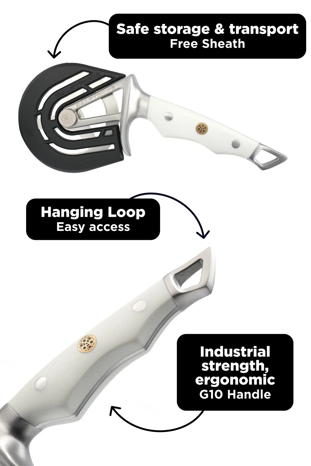 Pizza Wheel & Cutter | White Handle | Wheel Series | Dalstrong ©