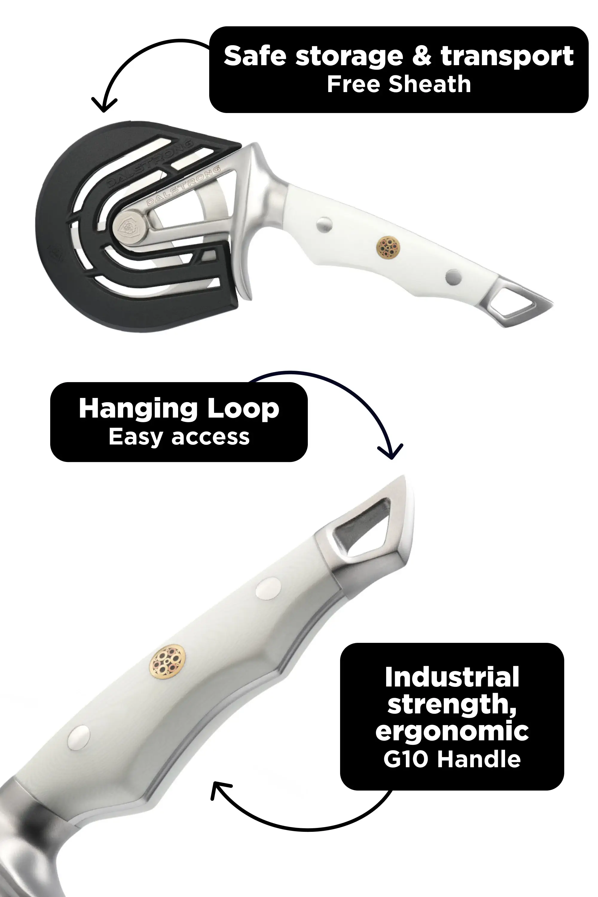Pizza Wheel & Cutter | White Handle | Wheel Series | Dalstrong ©