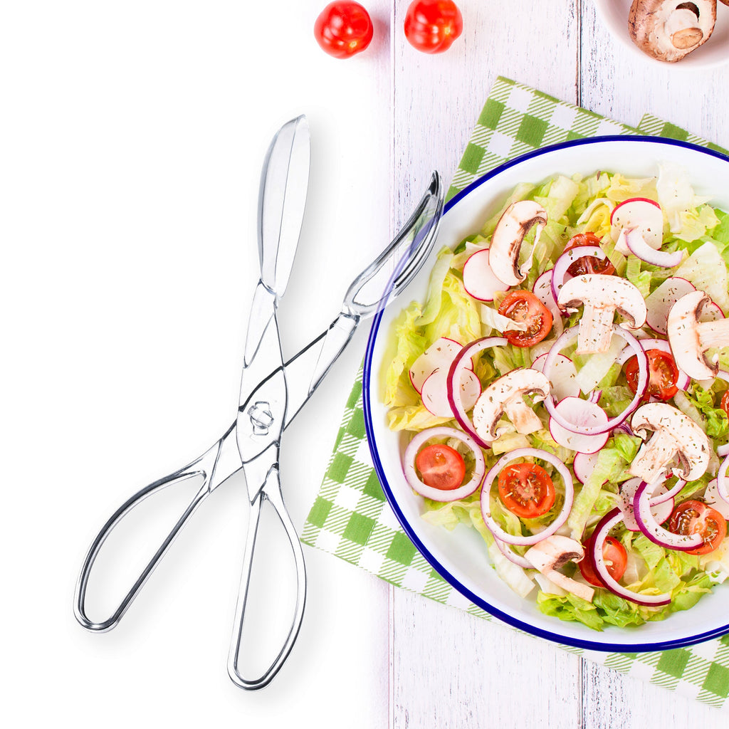 Clear Disposable Plastic Serving Salad Scissor Tongs
