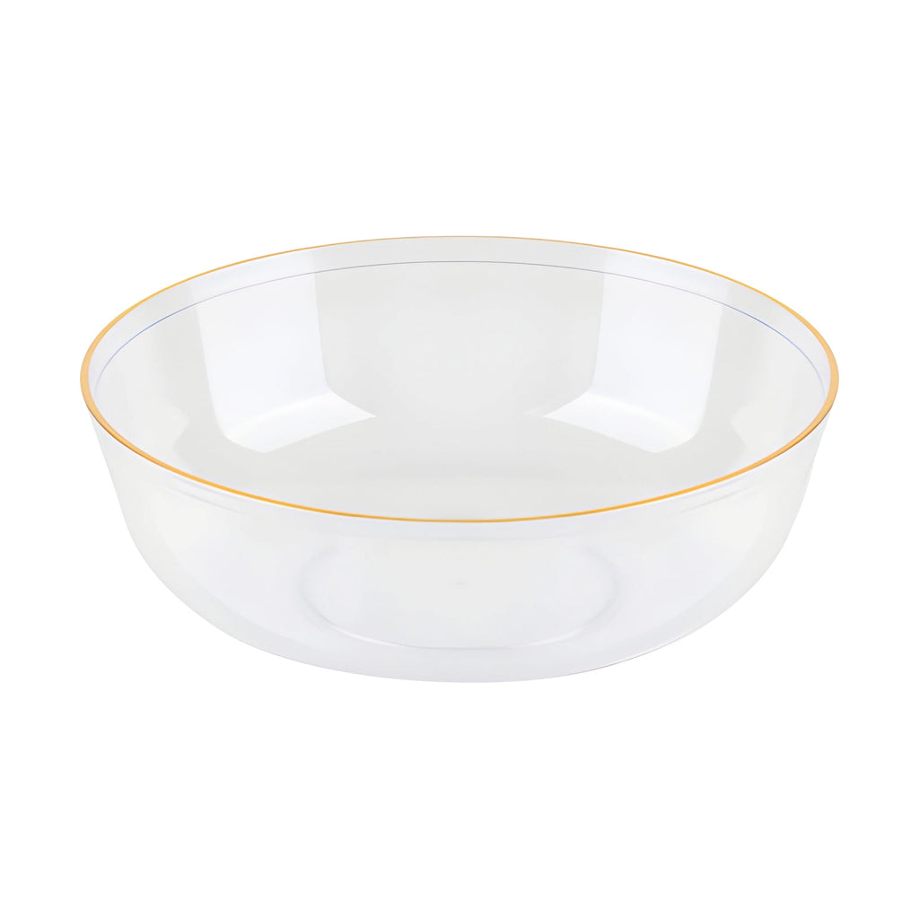 Clear with Gold Flat Plastic Soup Bowls (16 oz.)