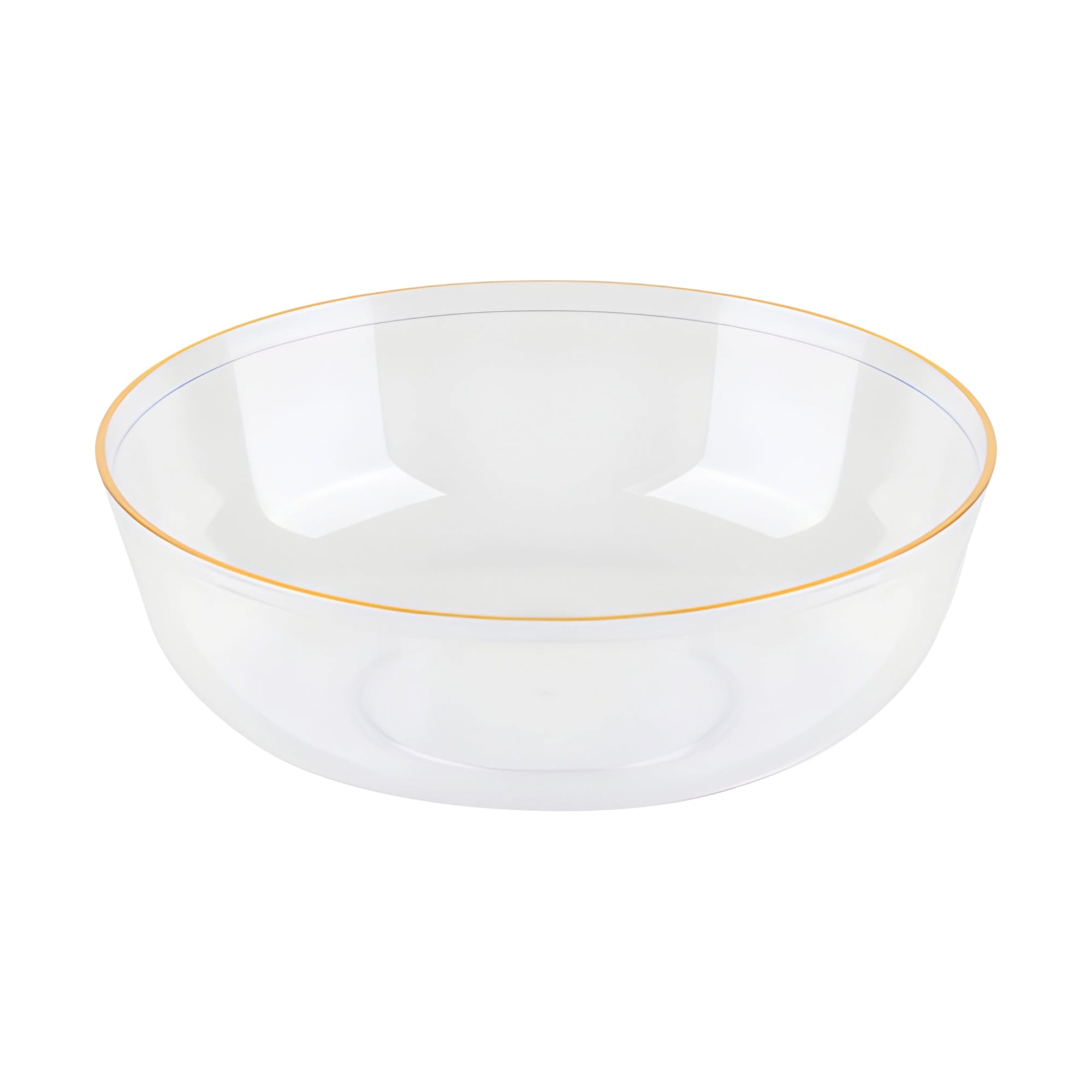 Clear with Gold Flat Plastic Soup Bowls (16 oz.)