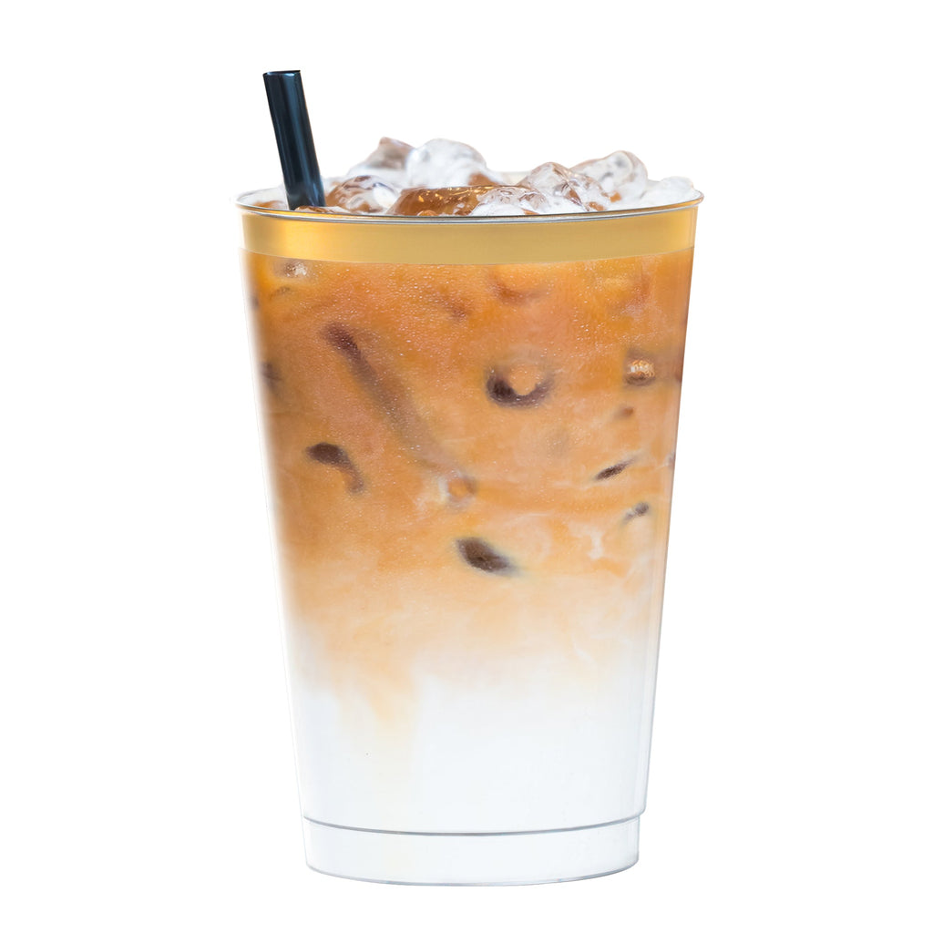 Clear with Metallic Gold Rim Round Tumblers (12 oz. )