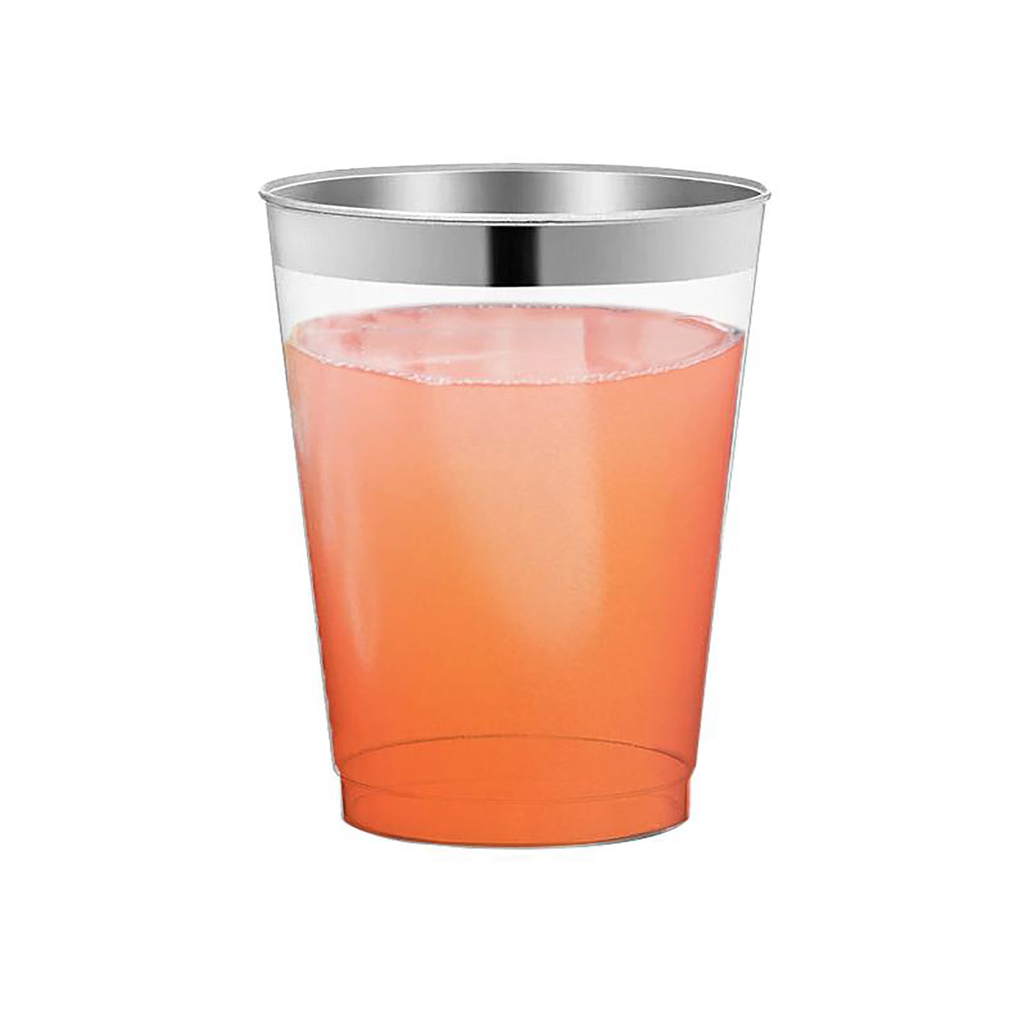 Clear with Metallic Silver Rim Round Tumblers (10 oz. )