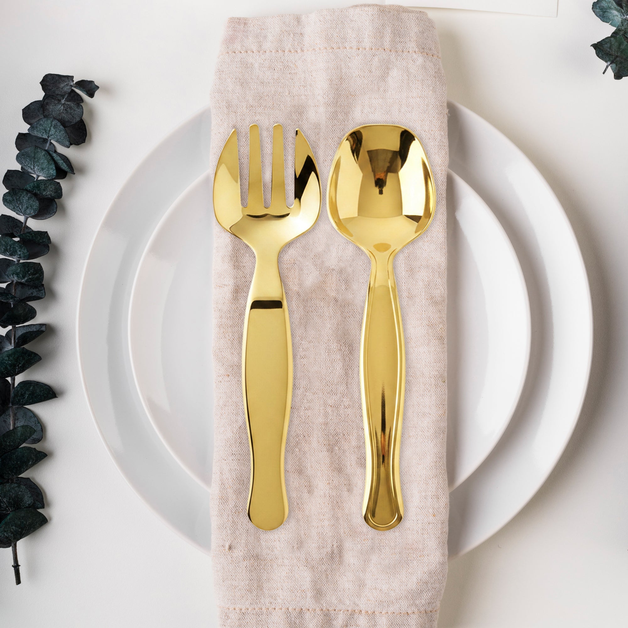 Gold Disposable Plastic Serving Flatware Set