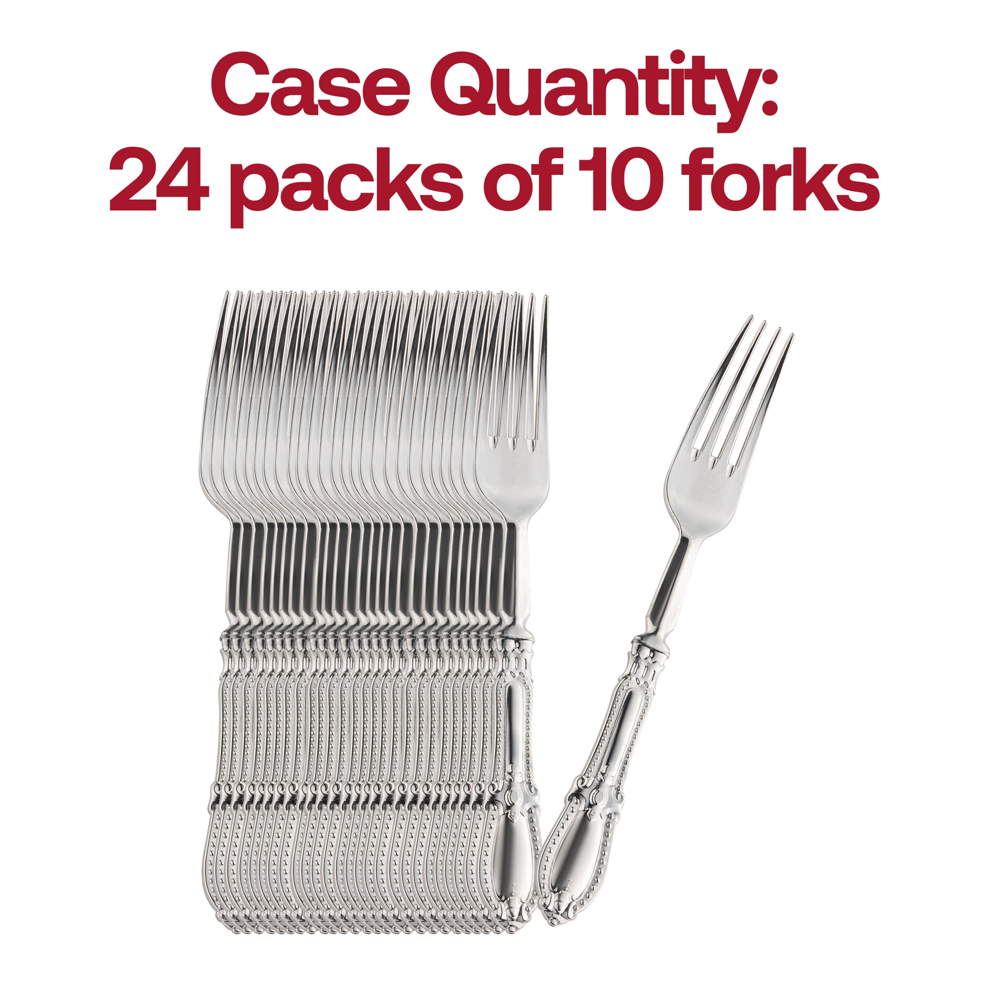 Silver Baroque Disposable Plastic Dinner Forks