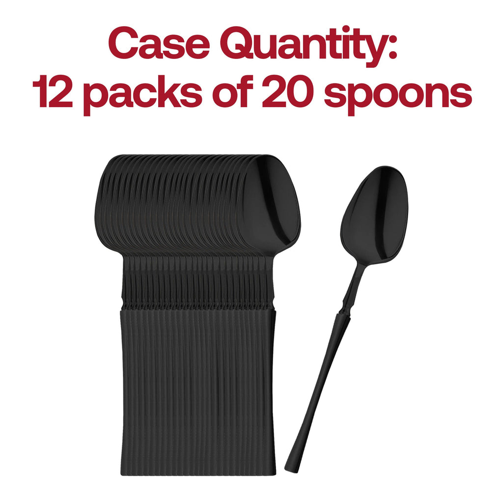 Solid Black Moderno Disposable Plastic Dinner Spoons