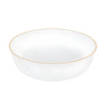 White with Gold Flat Plastic Soup Bowls (16 oz.)