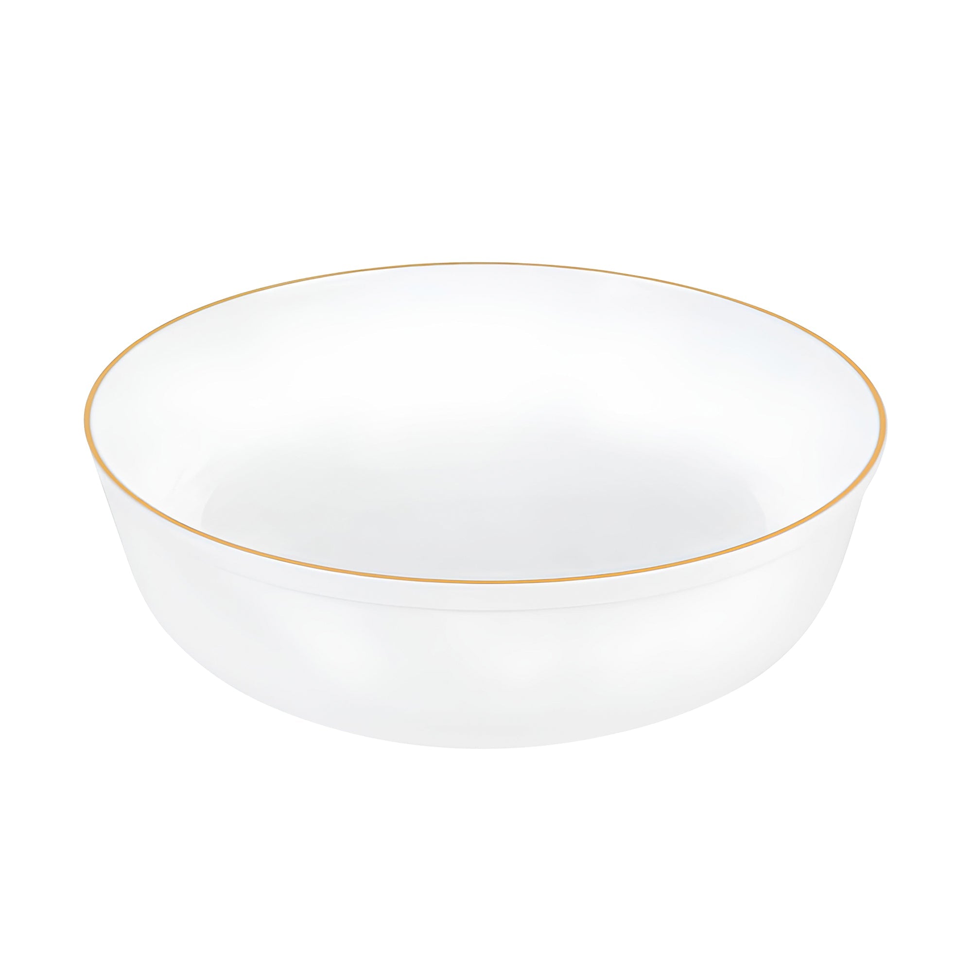 White with Gold Flat Plastic Soup Bowls (16 oz.)