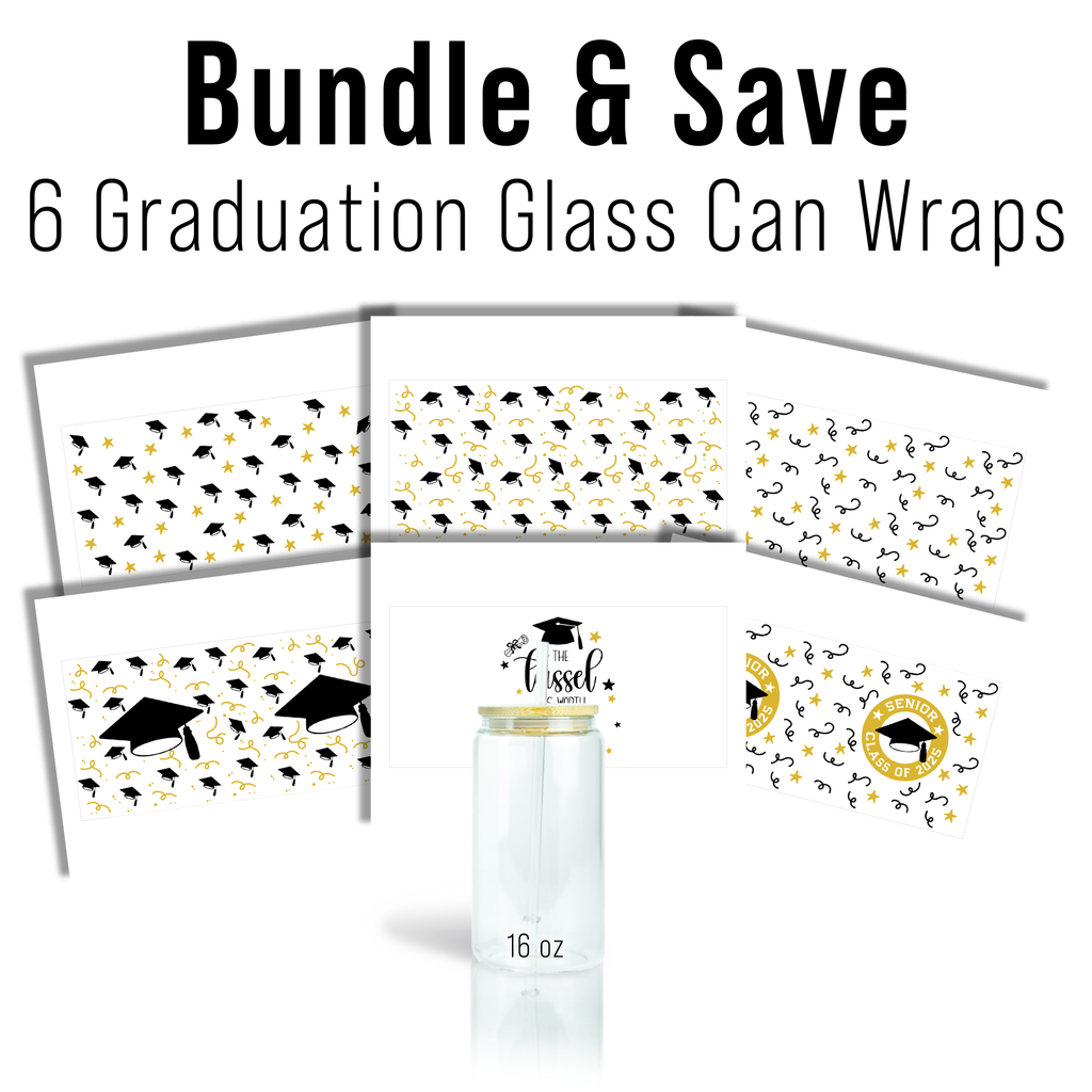 Digital Sublimation Designs - Graduation Glass Can Wrap