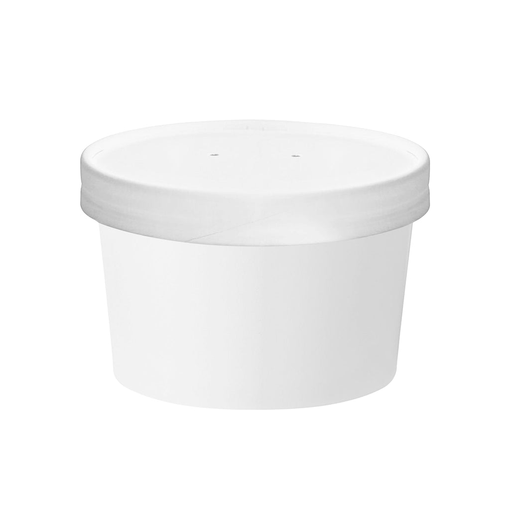12 oz Squat Paper Soup Cups with Paper Lids